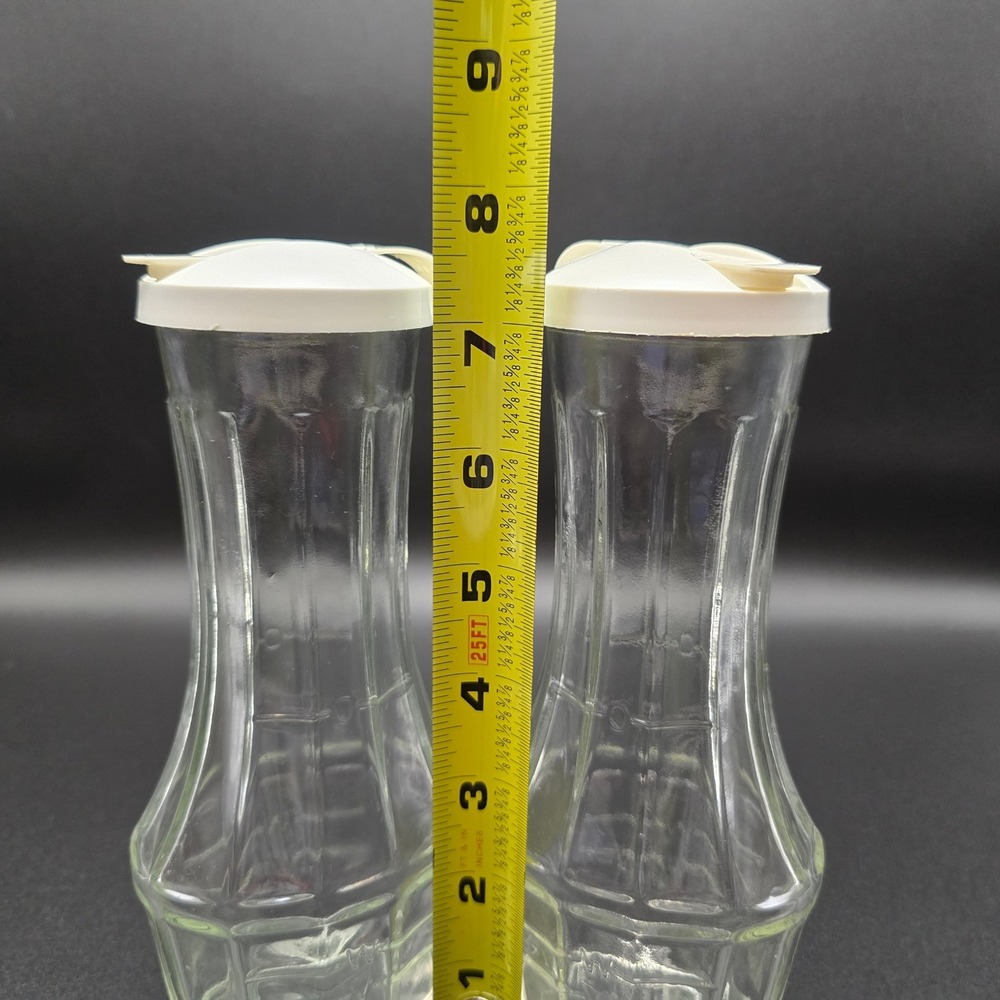 Vintage Good Seasons Glass Salad Dressing Cruet Set of 2 White Flip Top Lids - Picture 15 of 16